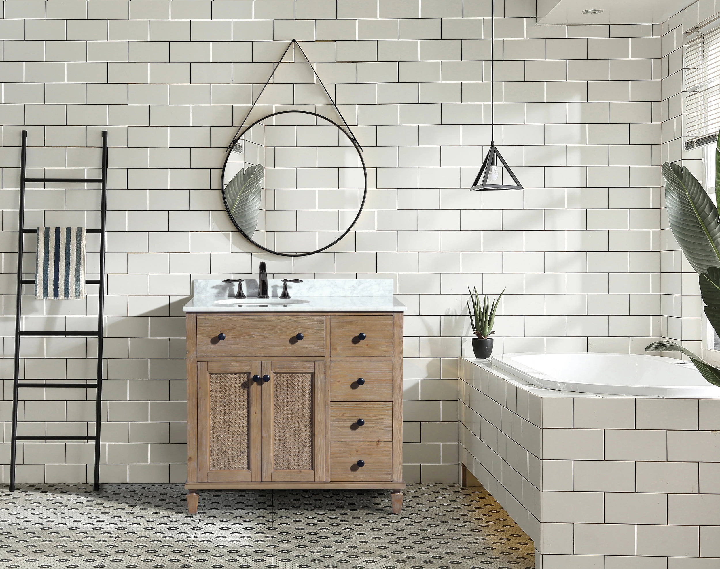 Annie 36" Weathered Fir Bathroom Vanity with Marble Top