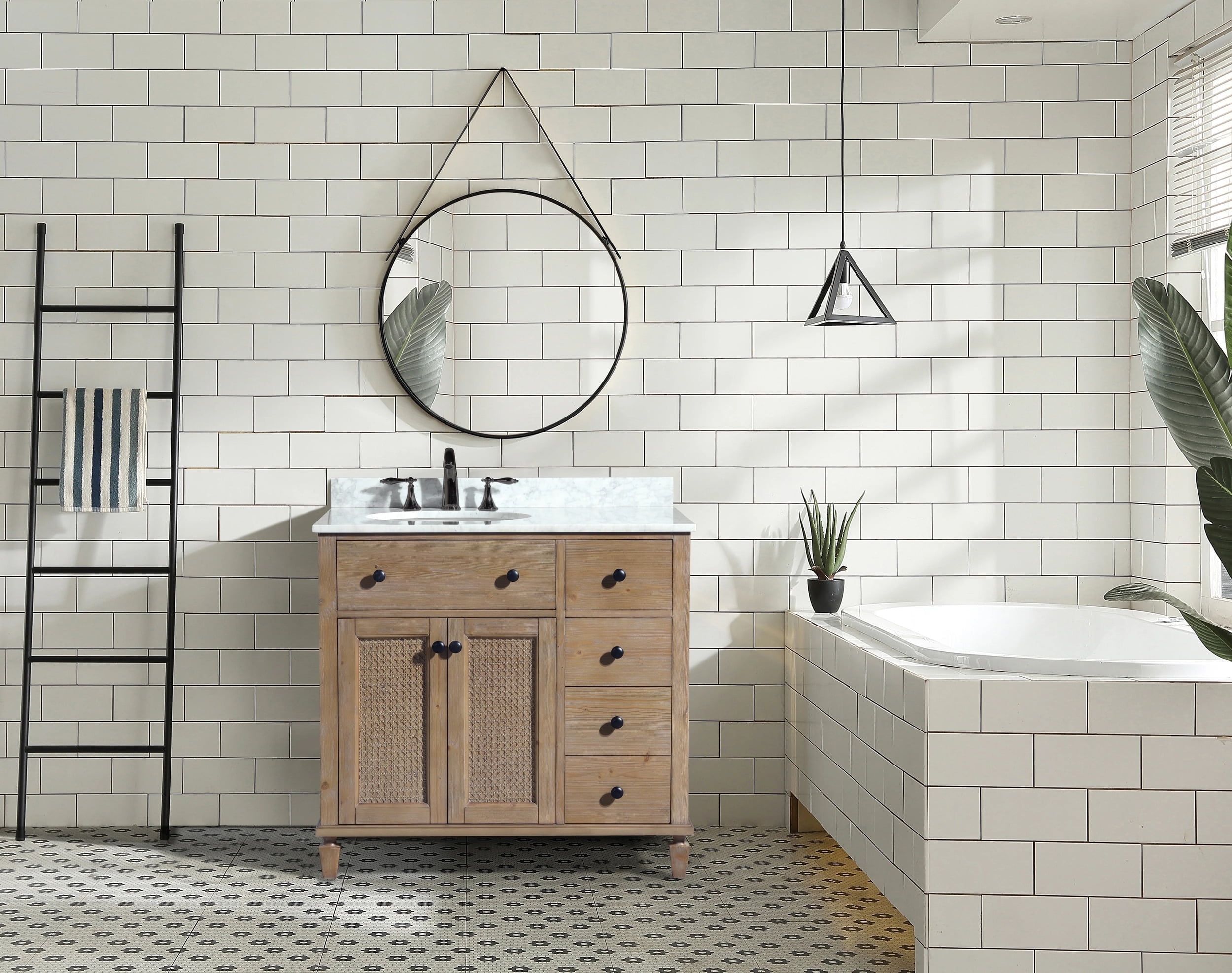Annie 36" Weathered Fir Bathroom Vanity with Marble Top