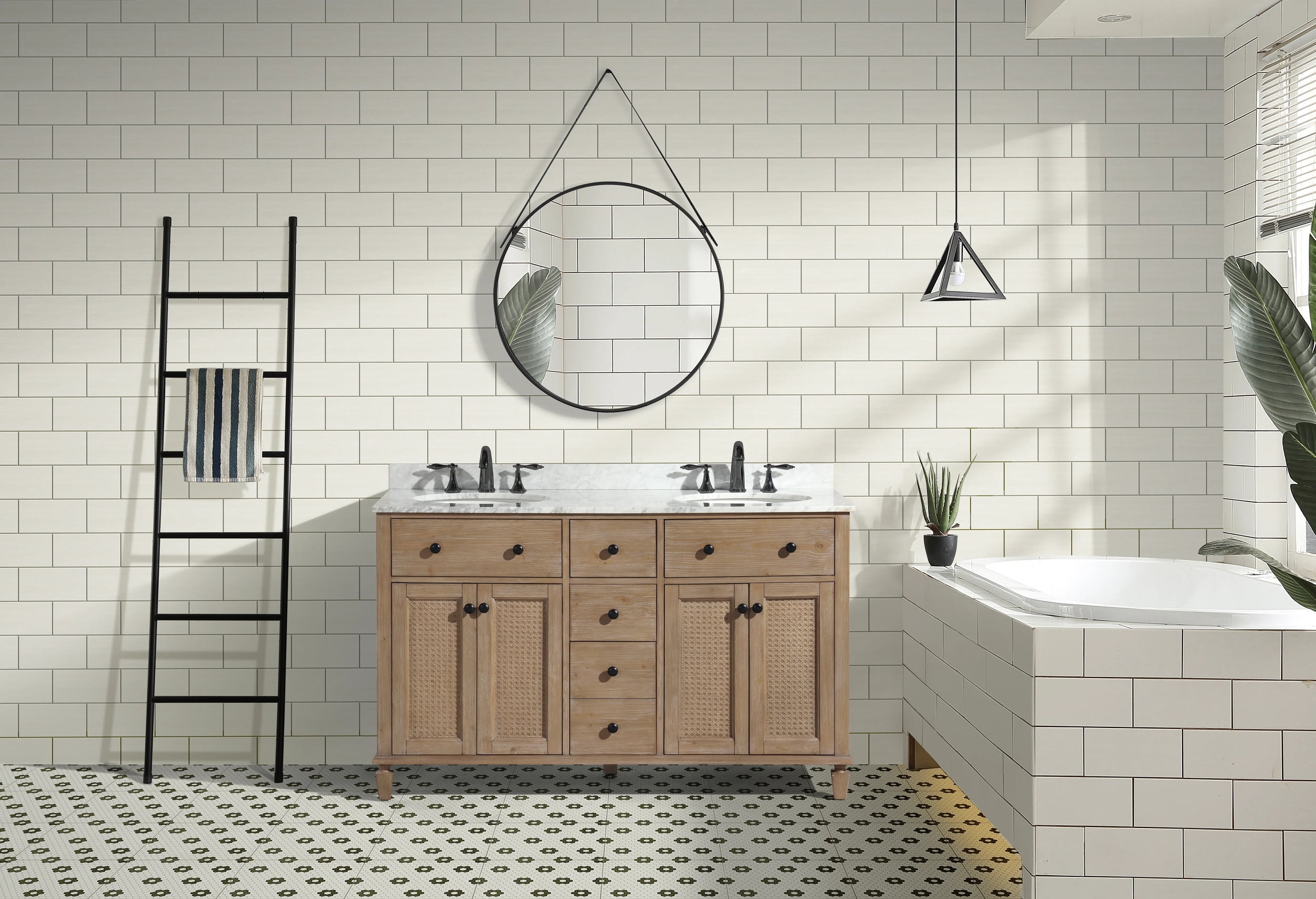 Annie 55" Weathered Fir Double Sink Bathroom Vanity
