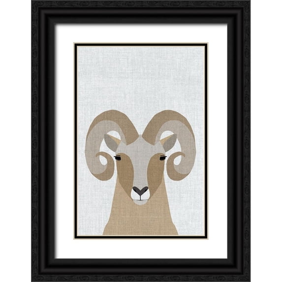 Annie Bailey Art 13x18 Black Ornate Wood Framed with Double Matting Museum Art Print Titled - Bighorn Sheep