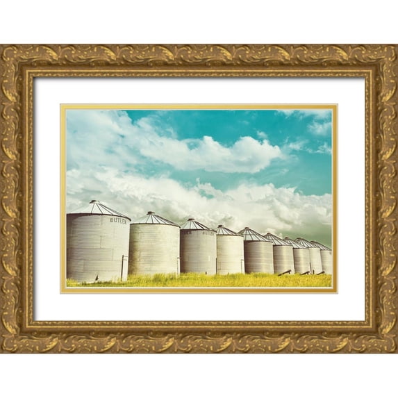 Annie Bailey Art 18x13 Gold Ornate Wood Framed with Double Matting Museum Art Print Titled - All in a Row