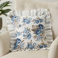 thumbnail image 1 of VHC Brands Annie Blue Floral Farmhouse Cottage Ruffled Throw Pillow 18x18, 1 of 3