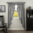 thumbnail image 1 of VHC Brands Annie Buffalo Check Cotton Farmhouse Curtains Rod Pocket Drawstring Ties Ruffling Prairie Panel Pair, Black Country, 1 of 6