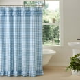 thumbnail image 1 of VHC Brands Annie Blue Buffalo Check Ruffled Cottage Farmhouse Shower Curtain 72x72, 1 of 3
