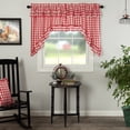 thumbnail image 1 of VHC Brands Annie Buffalo Check Cotton Farmhouse Kitchen Curtains Rod Pocket Hanging Loops Ruffling Swag Pair, Red Country, 1 of 6