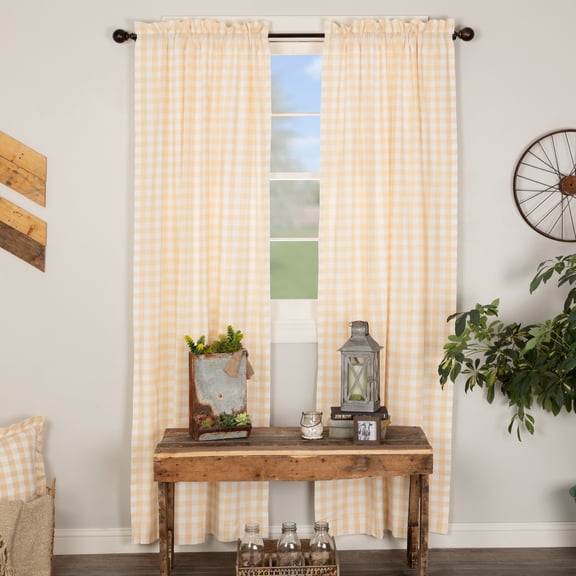 Victorian Heart 40459 84 x 40 in. Annie Buffalo Check Panel - Tan, Set of 2
