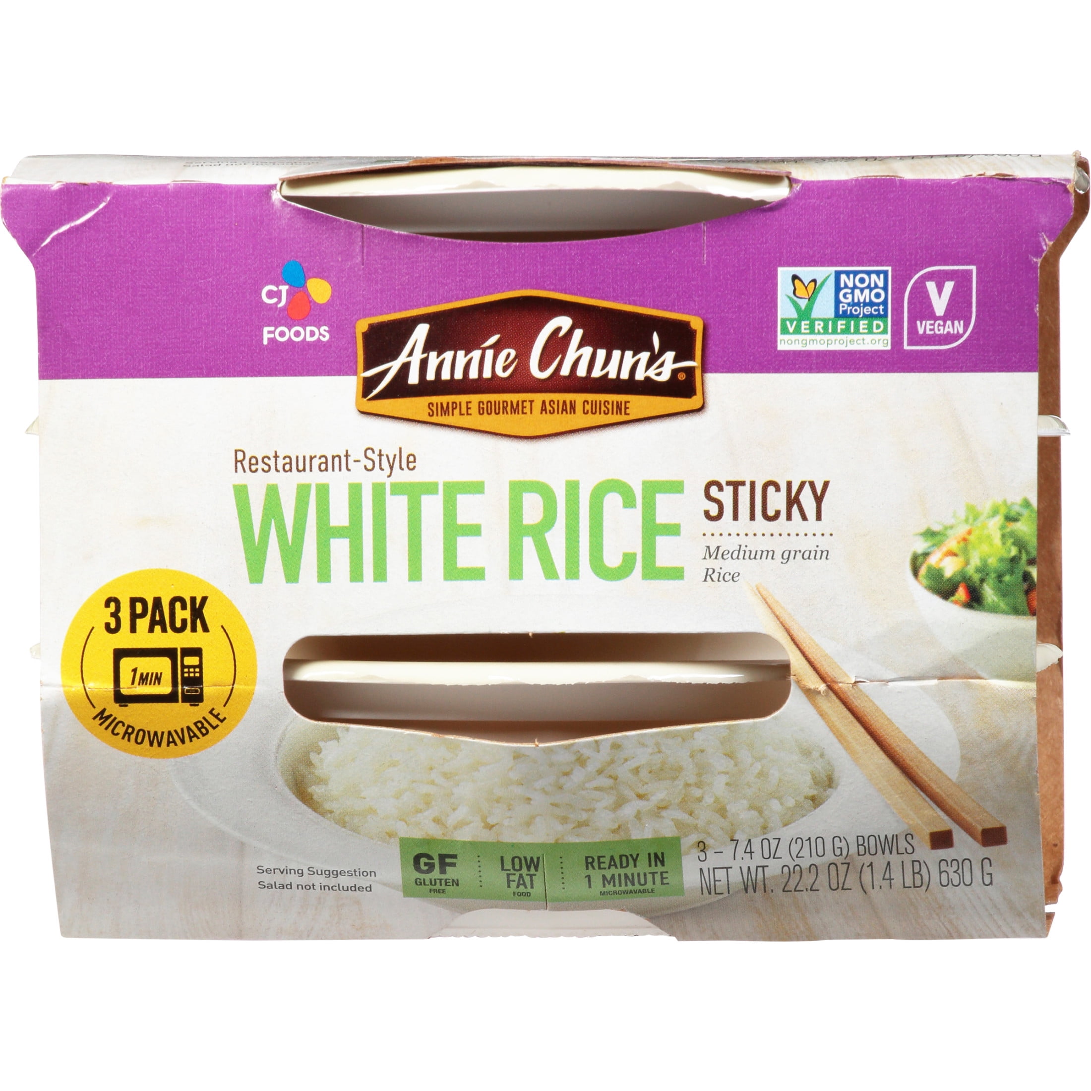 Annie Chun's Cooked Sticky White Rice, 22.21 oz 6 Pack