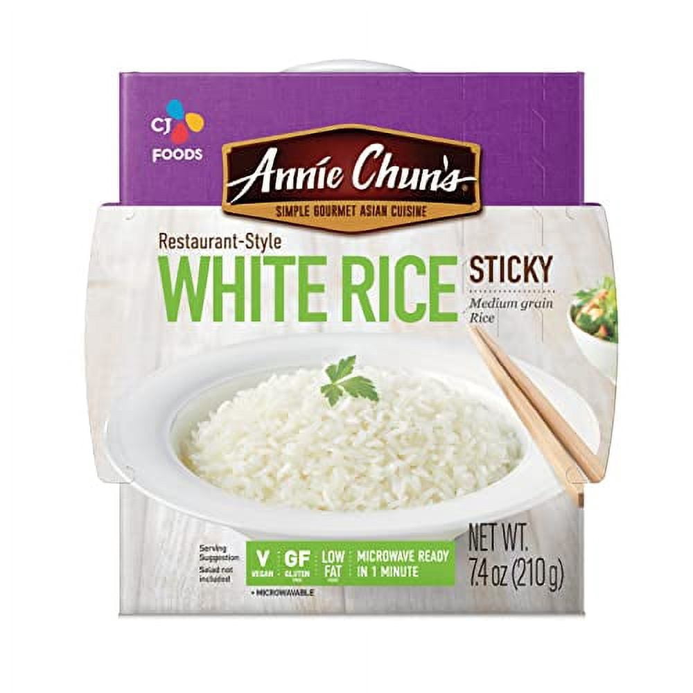 Annie Chun's Cooked White Sticky Rice, Gluten-Free, Vegan, Low Fat ...