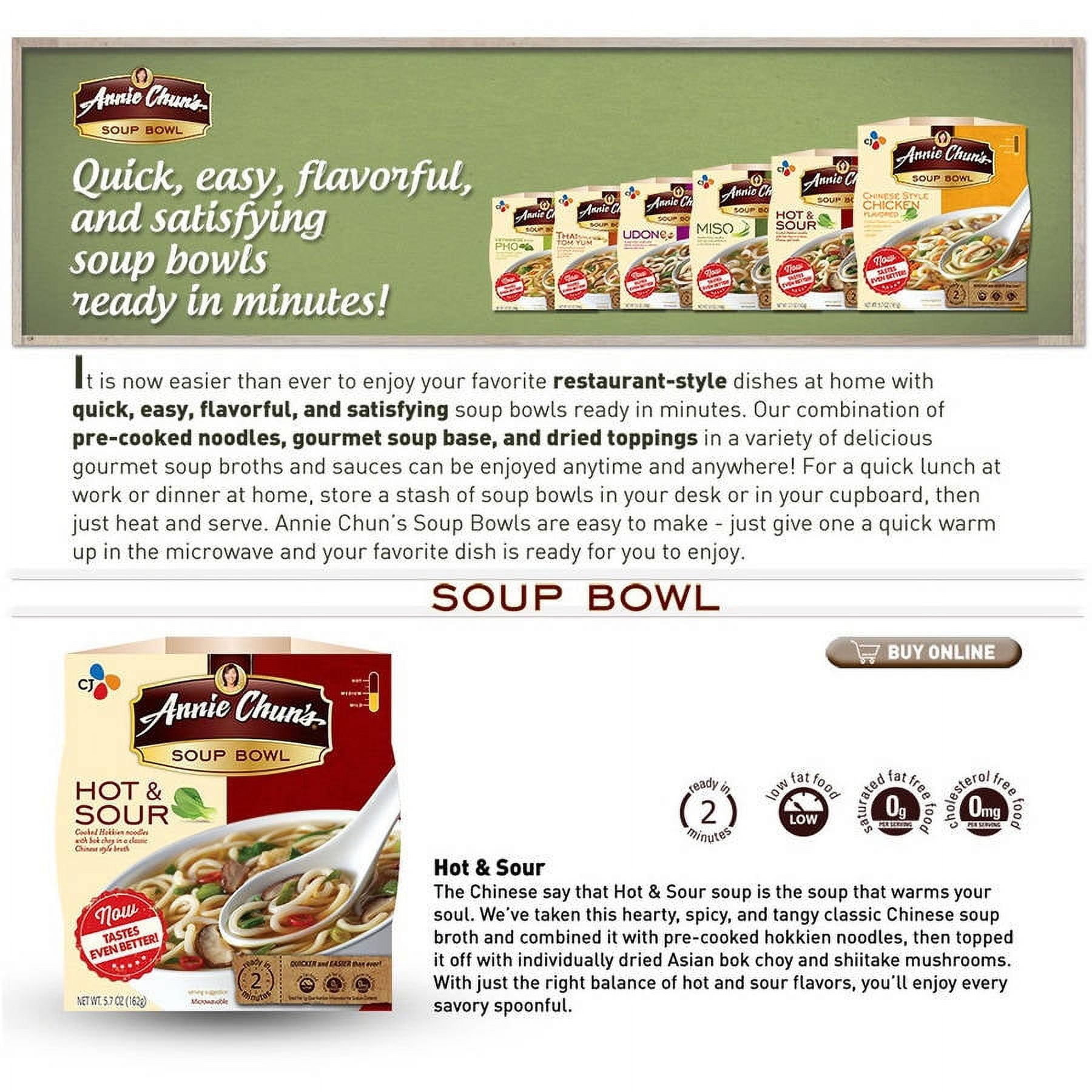 Annie Chun's Microwavable Soup Bowl, (Pack of 6 ), Multiple Flavors and