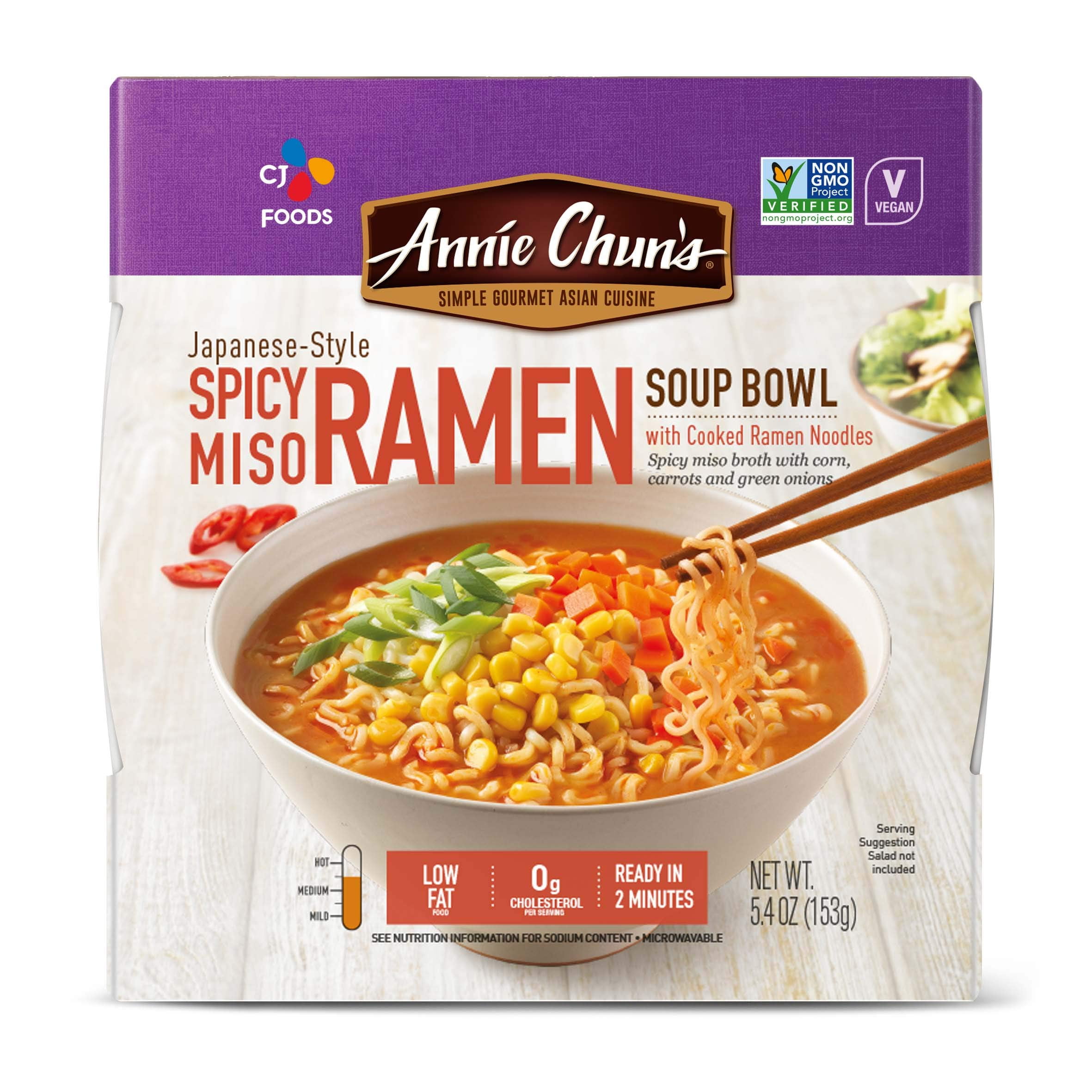 Annie Chun's Spicy Miso Ramen Noodle Soup Bowl Vegan, Instant