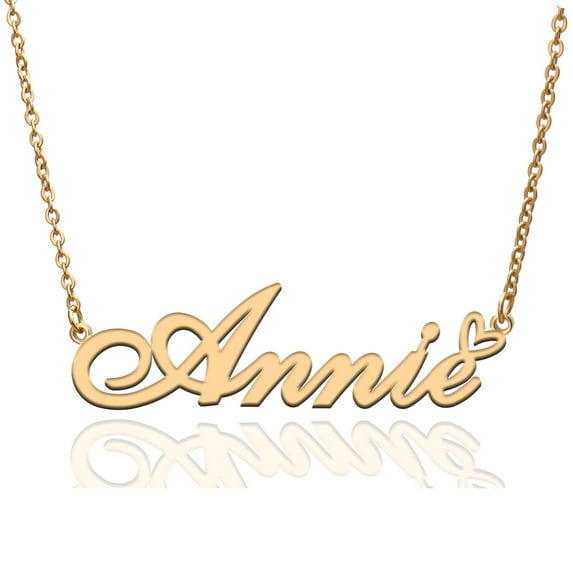 Annie Custom Name Necklace Customized Personalized Plated Name Necklace for Mother Daughter Friendship Women Valentine's Day Christmas Birthday New Year Gold