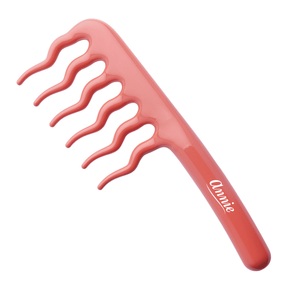 Annie Wavy Teeth Plastic Detangler Comb in Stylish Orange for Effortless Hair Management