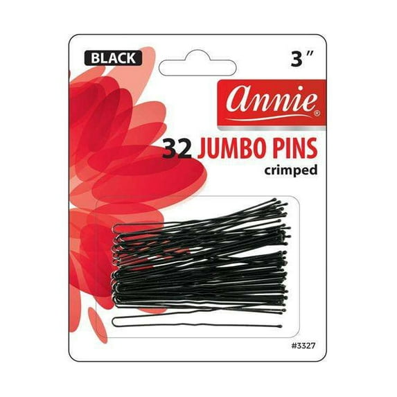 Annie Jumbo Hair Pins 3" 32Ct Black, Pack of 1, 6 Packs