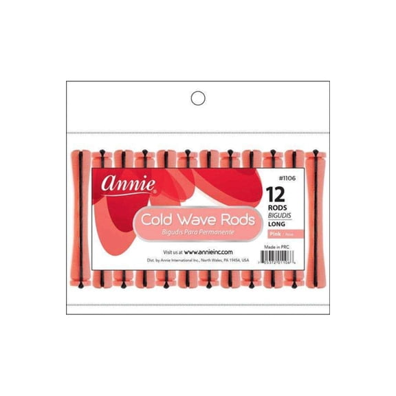 Annie Long Cold Wave Rods with Rubber Band for Hair Curling and Perm Styling - Pink