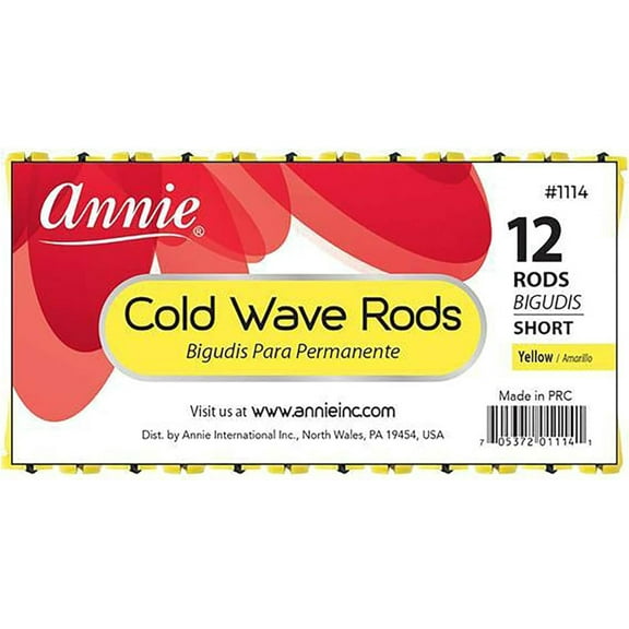 Annie Long Cold Wave Rods with Rubber Band for Hair Curling and Perm Styling - Yellow
