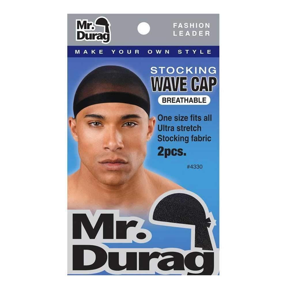 Mr. Durag Stocking Wave Cap w Wide Band 2Pc Black