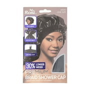 Annie Ms. Remi Premium Adjustable and Foldable Braid Shower Cap with Drying Loop Black, 25" x 18.5"