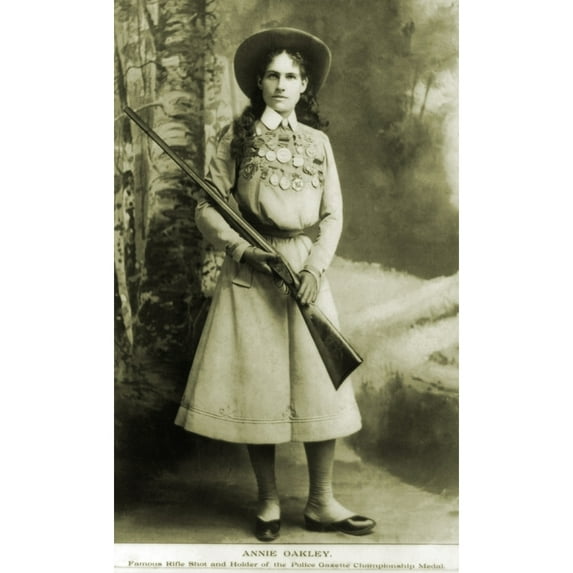 Annie Oakley American Sharpshooter Bedecked With Awards And Medals In 1899. History (18 x 24)
