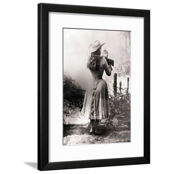 Annie Oakley Shooting over Shoulder, Figurative World Culture Framed Art Print Wall Art Sold by Art.Com