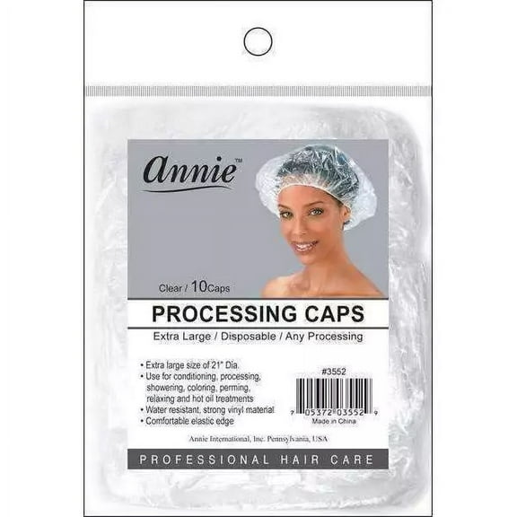 Annie Processing Shower Caps #3552 Clear, 10 Ct, 2 Pack