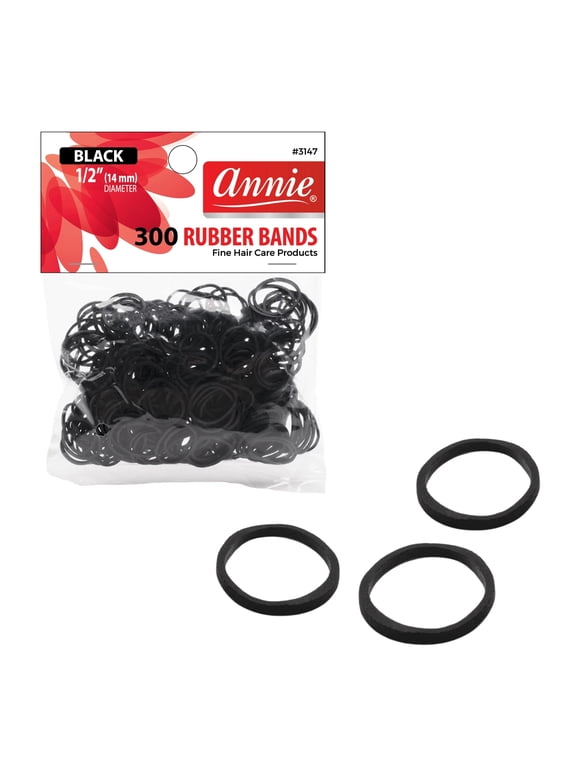 14mm Black Elastic Hair Ties, 300 Count Durable Rubber Bands for All Ages