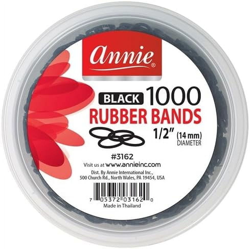 Annie Rubber Bands 1,000 Count 1/2 Inch, Black