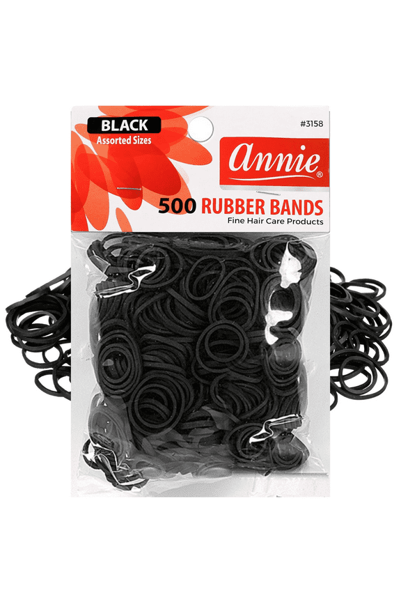 Rubber Bands Assorted Sizes, 500 Piece Hair Ties, Black