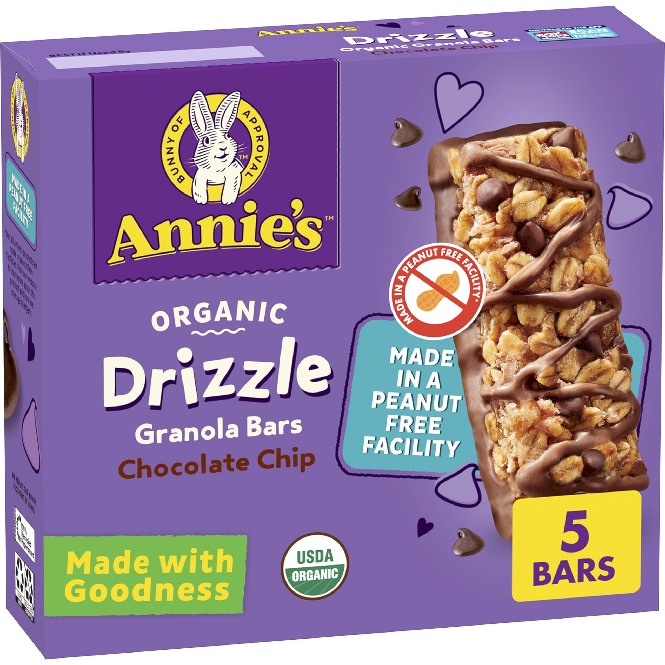 Annie,S Organic Drizzle Chocolate Chip Granola Bars 5 Ct