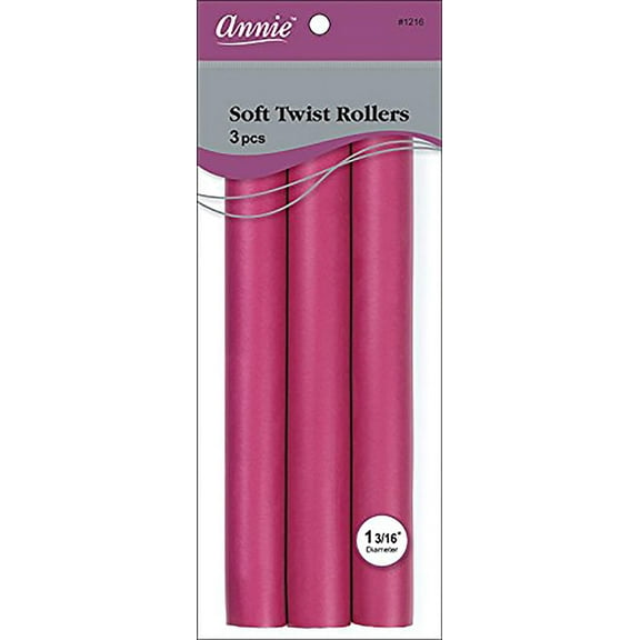 Annie Salon Style Soft Flexible Twist Hair Rollers Pack of 3 - 10" Long and 1 3/16" in Diameter Plum - Hair Curling and Styling Tools E22