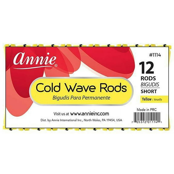 Annie Short Cold Wave Rods with Rubber Band for Hair Curling and Perm Styling - Yellow