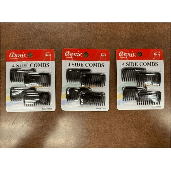 Annie Side Hair Comb Small Black (4pc) #3203