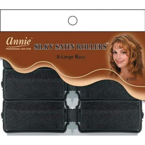 Annie Silky Satin Rollers X-Large Black 6 Count 1241