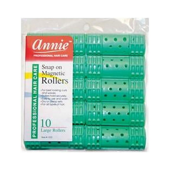 Annie Snap On Magnetic Hair Rollers, Large, 10/PK, Pack of 1, 3 Packs