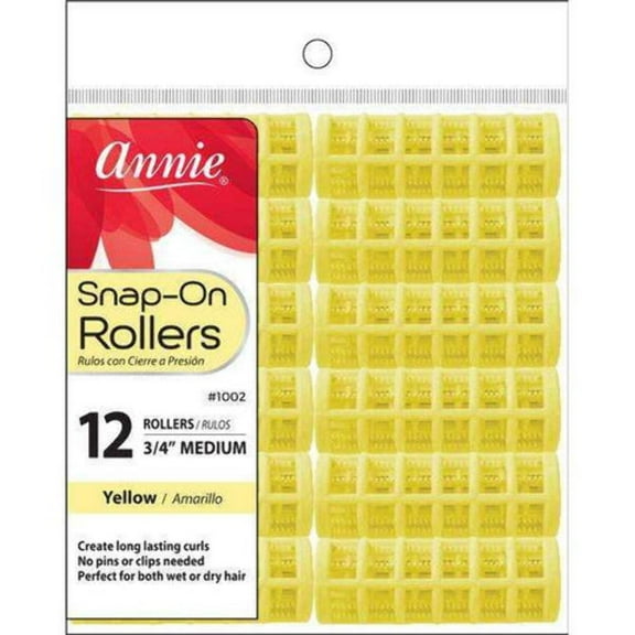 Annie Snap-On Magnetic Rollers Yellow Medium 3/4" 12 Count 1002