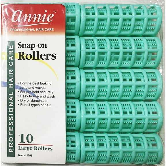Annie Snap On Rollers Green, 7/8", 10/PK
