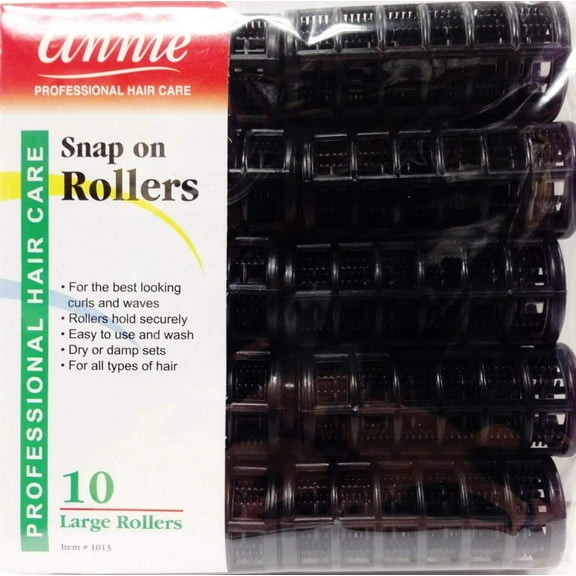 Annie Snap-On Rollers Large Black 7/8" 10 Count 1013