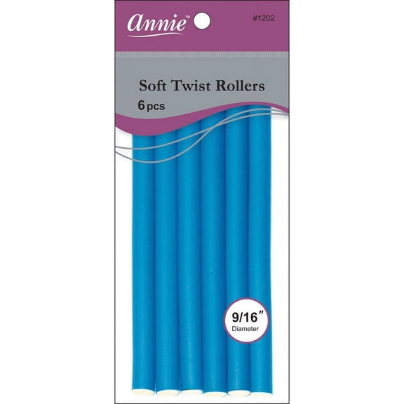 Annie Soft Twist Rollers 7" Blue, 6/PK