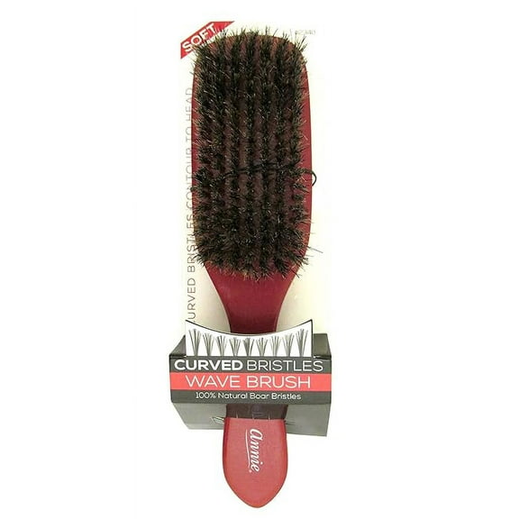 Annie Soft Wooden Curved Bristles Wave Brush #2340 Natural Boar&reinforced - Red