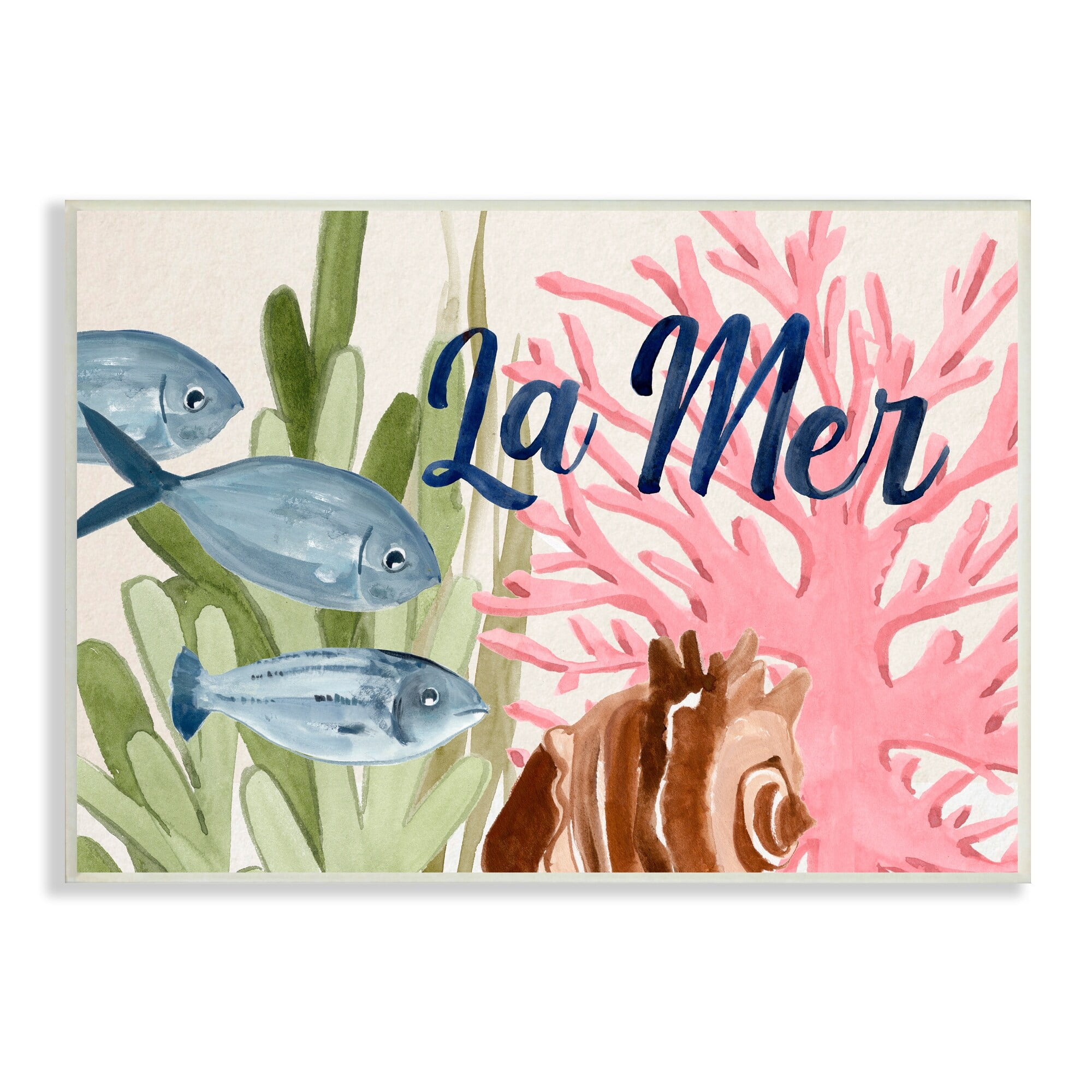 Stupell Industries La Mer Fish Shallow Sea Shell Coral Algae ,19 x 13, Design by Annie Warren