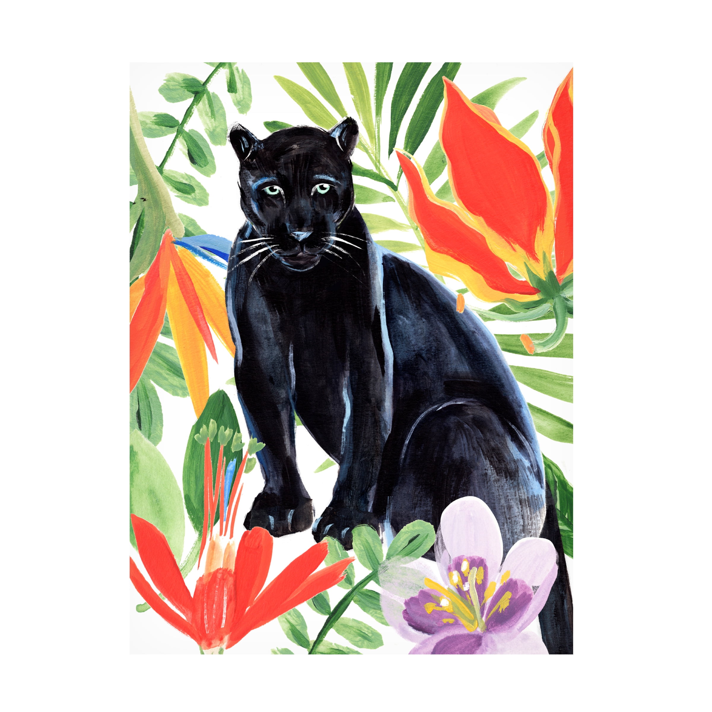 Black Panther Botanical Canvas Art in 19" x 14"