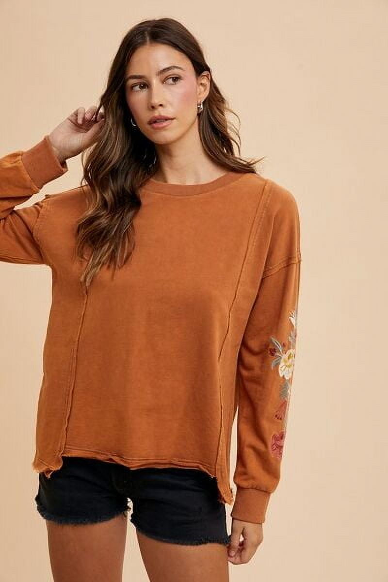 French terry top with puffed sleeve main image 0