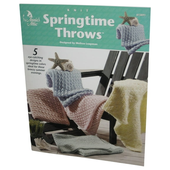 Annie's Attic Knit Springtime Throws Melissa Leapman Paperback Book #872891