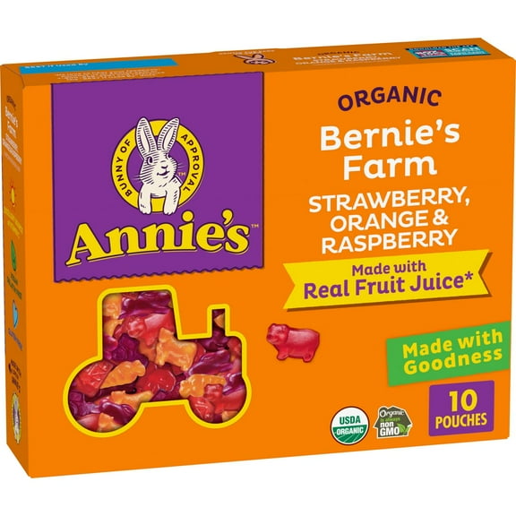 Annie's Organic Bernie's Farm Fruit Flavored Snacks, Gluten Free, 10 Pouches, 7 oz( Pack of 2 )