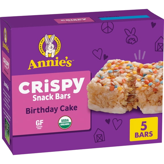 Annie's Birthday Cake Crispy Snack Bars, Gluten Free, 5 Bars, 3.9 oz