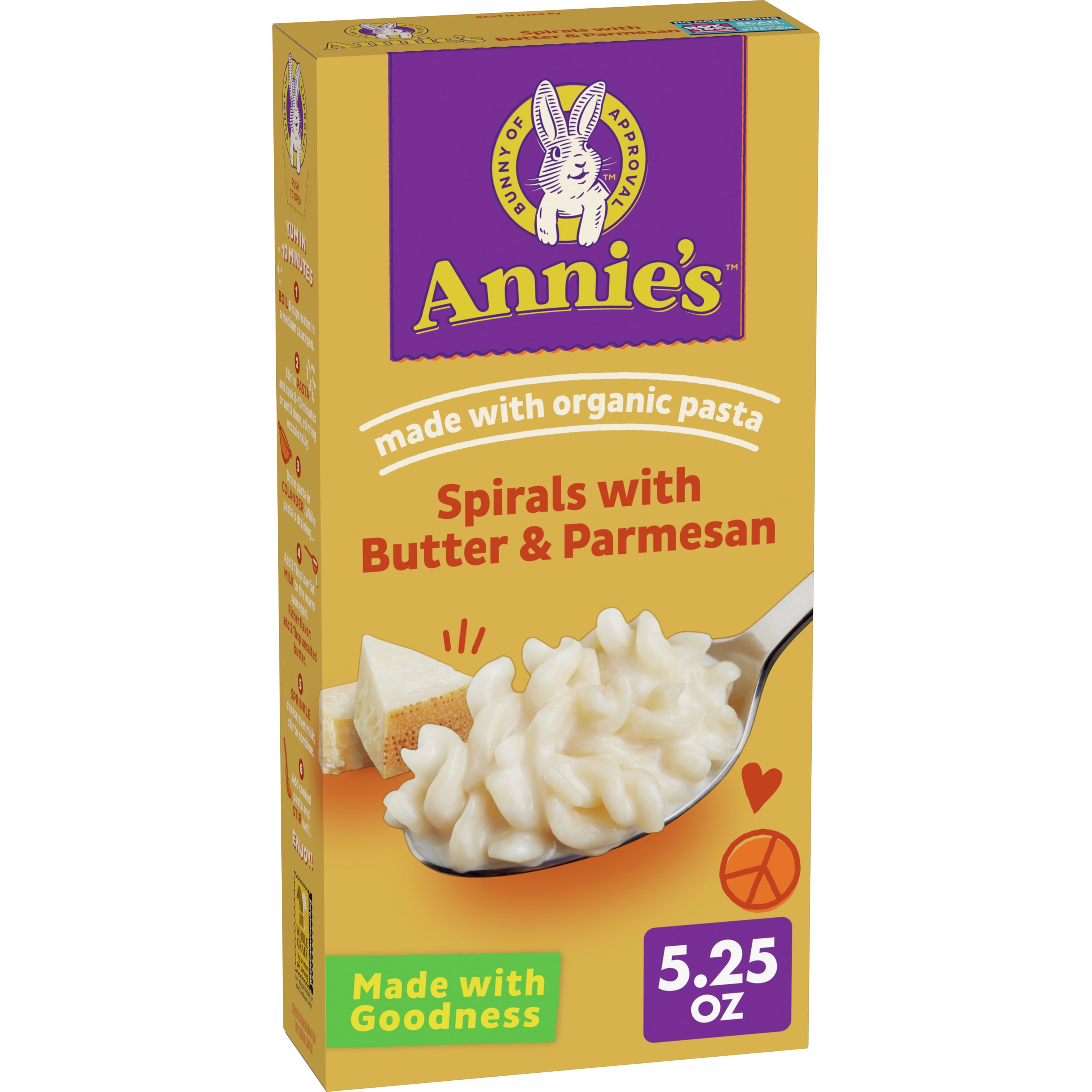 Annies Butter and Parmesan Spirals Macaroni & Cheese Dinner with Organic Pasta, 5.25 OZ