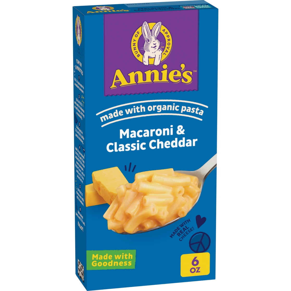 Annie's Macaroni and Classic Cheddar with Organic Pasta, Made with Real Cheese, 6 oz