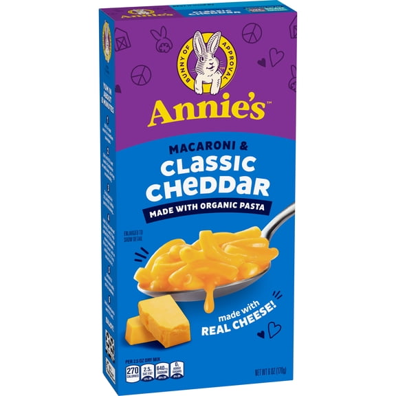 Annie's Macaroni and Classic Cheddar with Organic Pasta, Made with Real Cheese, 6 oz
