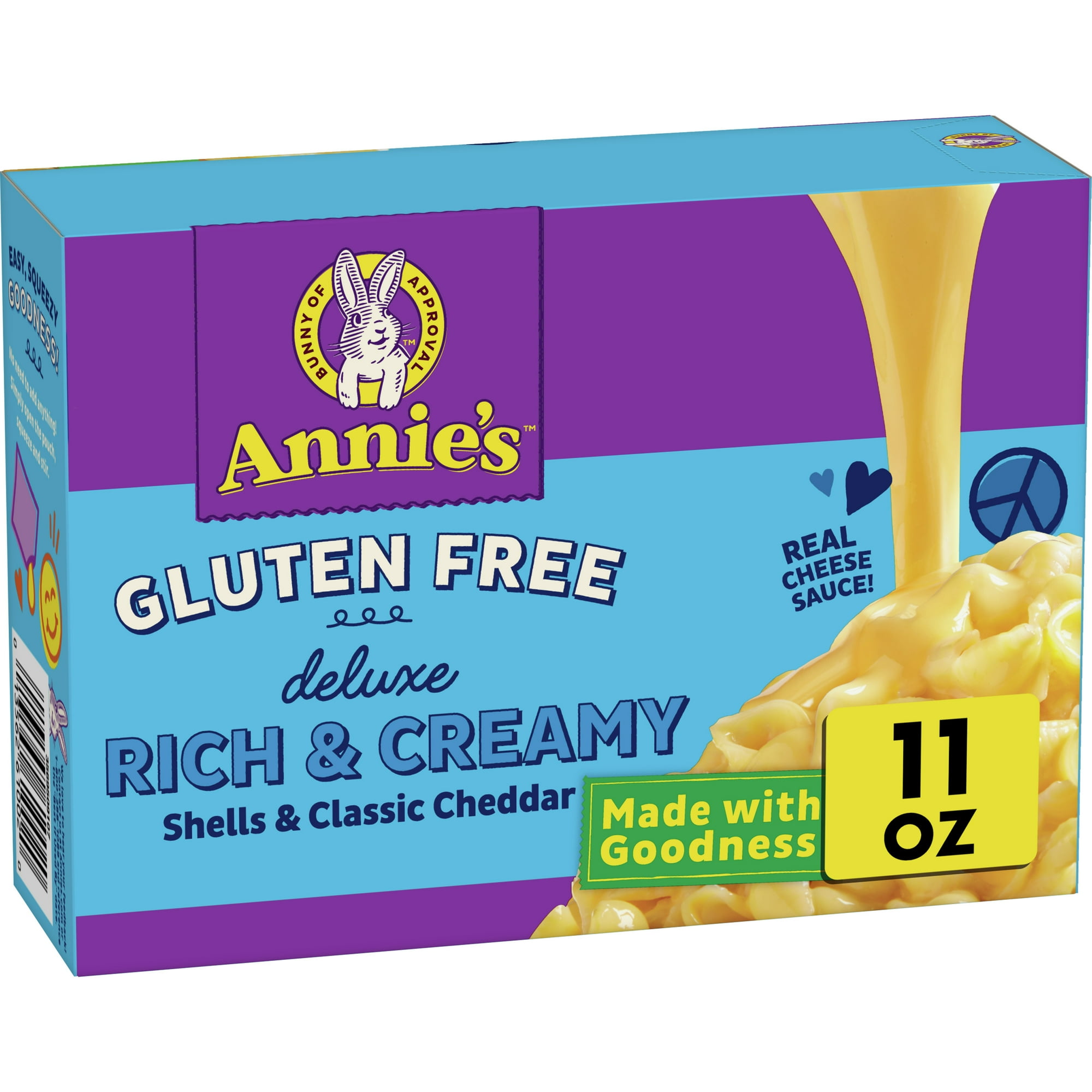 Annie’s Deluxe Gluten Free Mac & Cheddar Shells, Rice Pasta & Cheddar Mac N Cheese, 11 oz