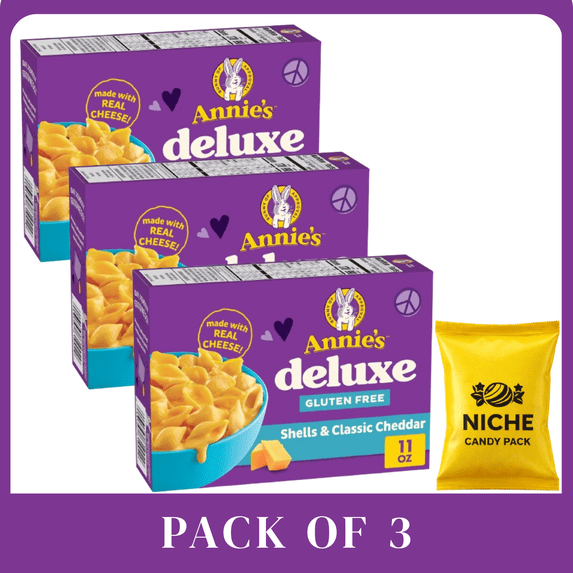 Annie's Deluxe Gluten Free Rice Pasta Shells & Cheese Sauce - 11oz-3 pack-with candy pack