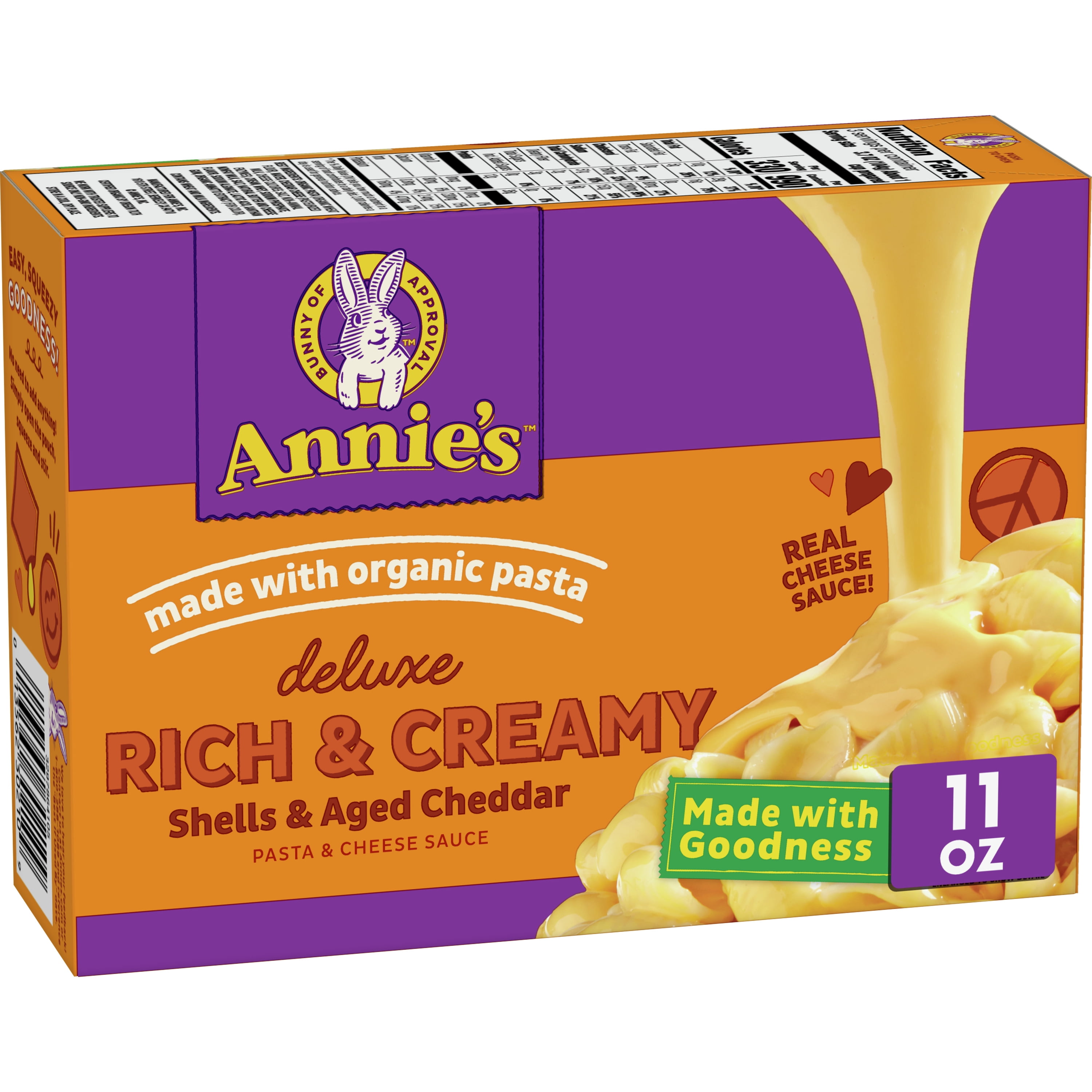 Annie's Deluxe Macaroni & Cheese with Organic Pasta, Aged Cheddar Cheese & Shells, 11 oz